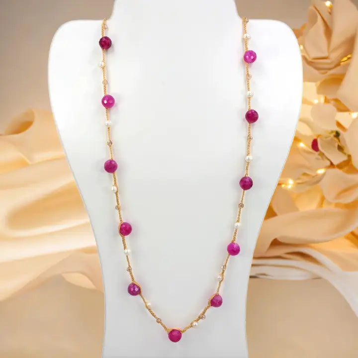 Purple Agate Knotted Necklace