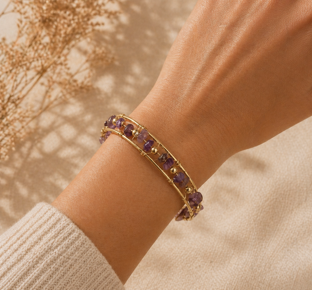 Hand Woven Copper Wire Natural Crystal Bracelet