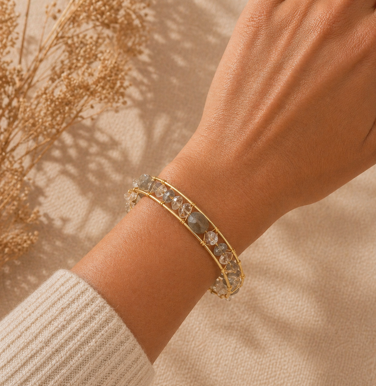 Hand Woven Copper Wire Natural Crystal Bracelet