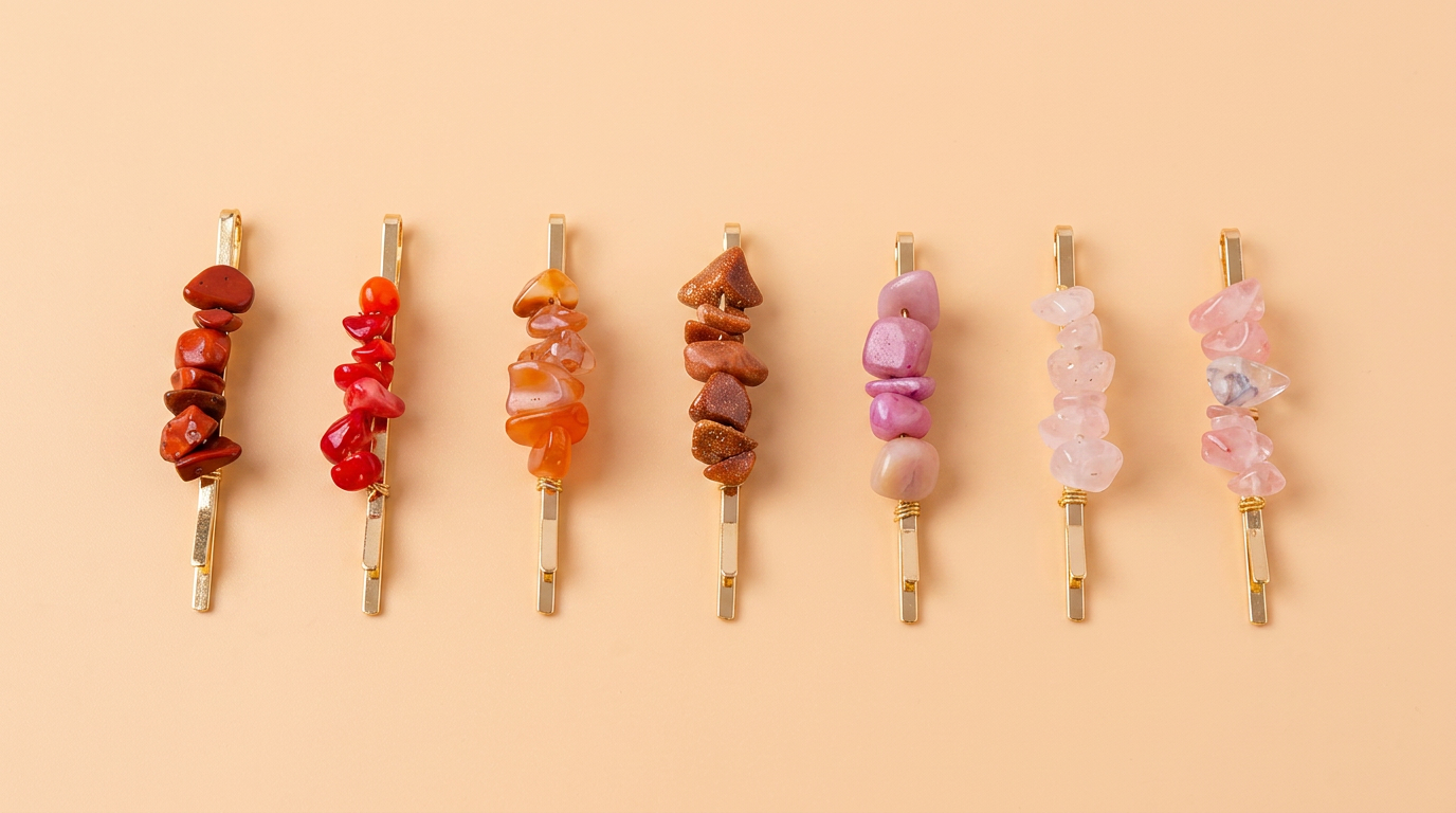7pcs/Set Natural Crystal Chip Hair Clips Fashionable Accessories