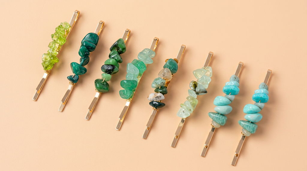 7pcs/Set Natural Crystal Chip Hair Clips Fashionable Accessories
