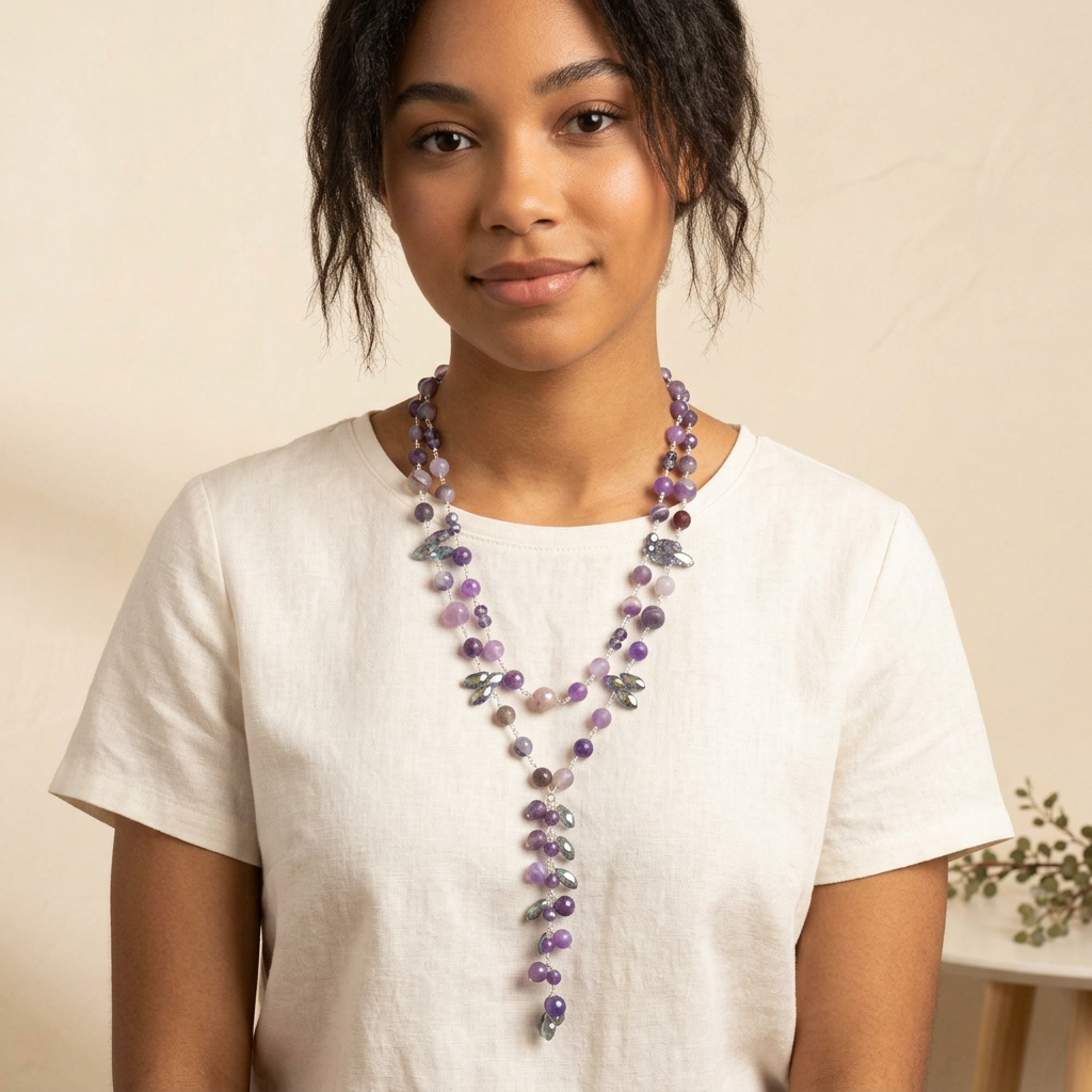 Amethyst Lariat Necklace