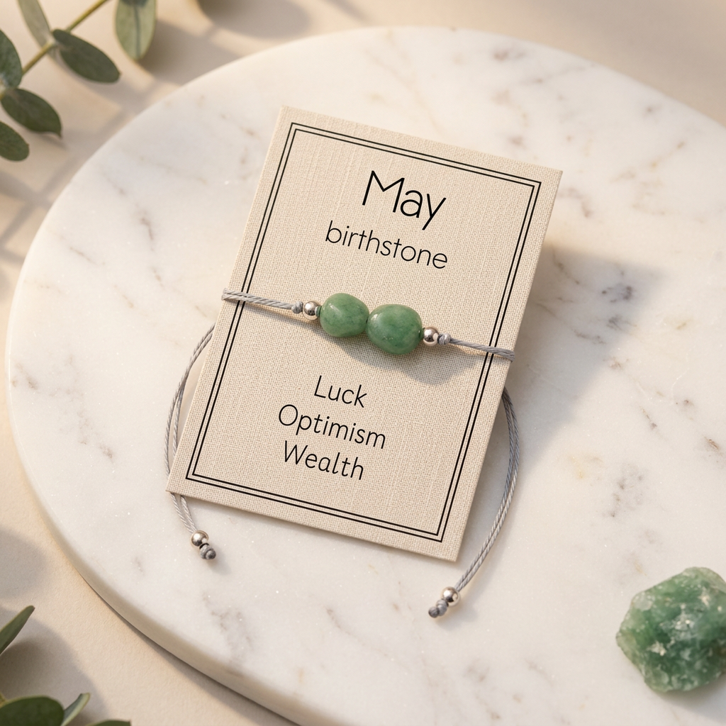 Natural Stone Bracelet with Card-May