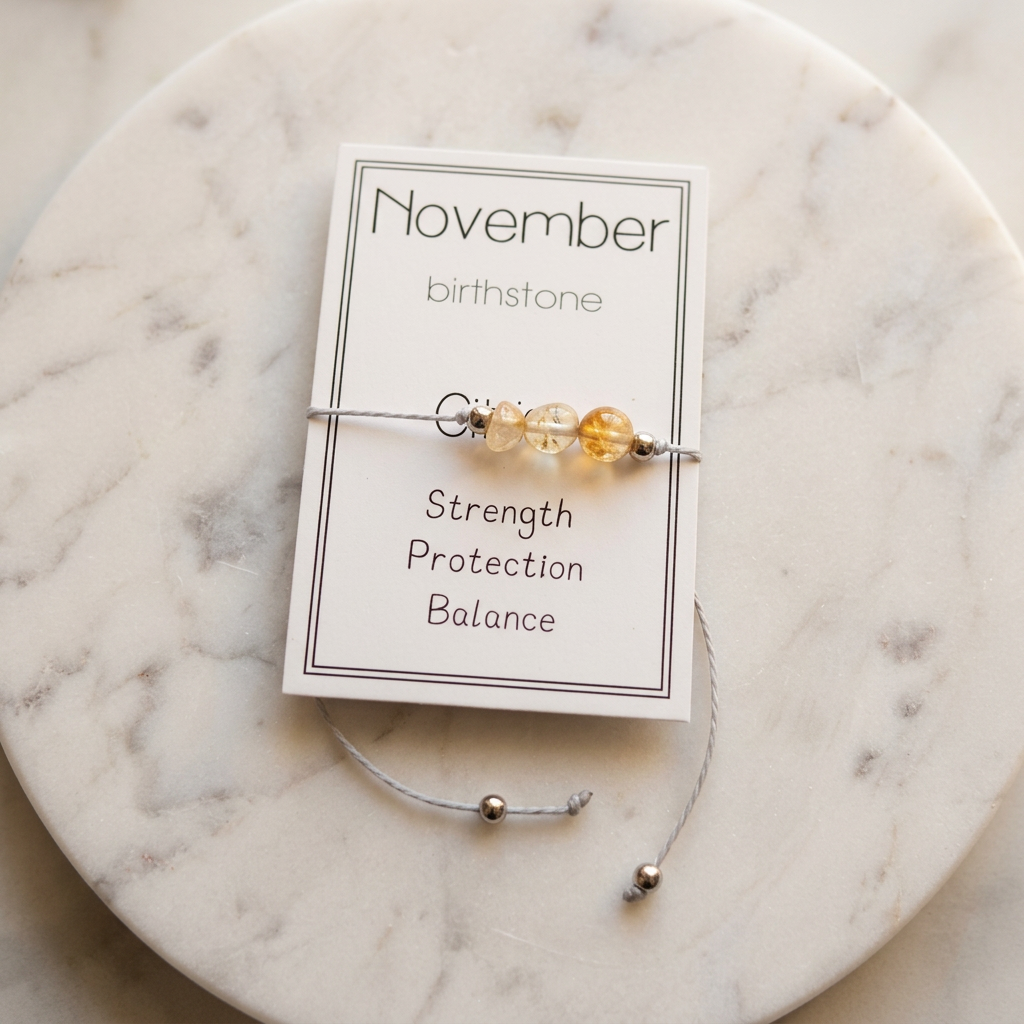 Natural Stone Bracelet with Card-November
