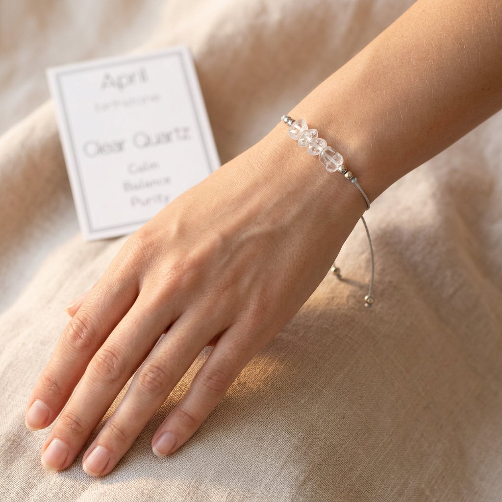 Natural Stone Bracelet with Card-April