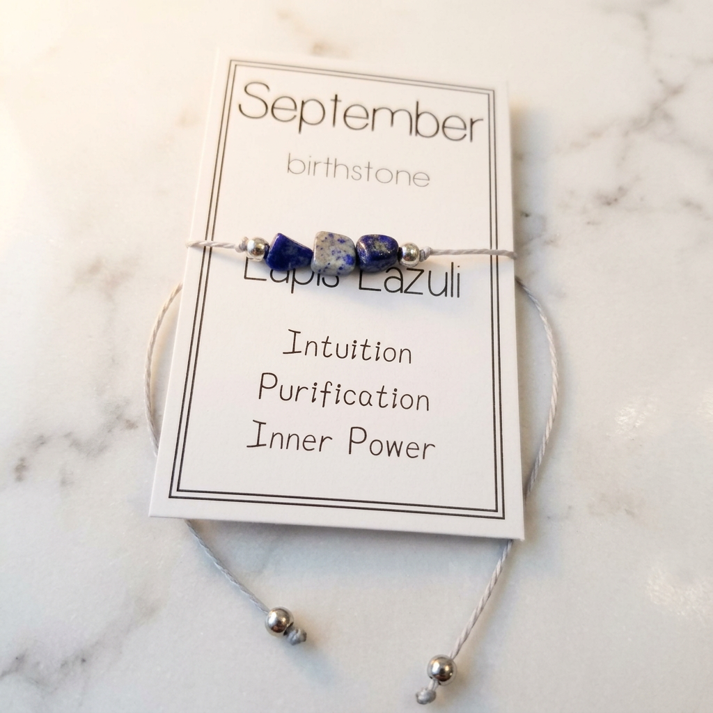 Natural Stone Bracelet with Card-September