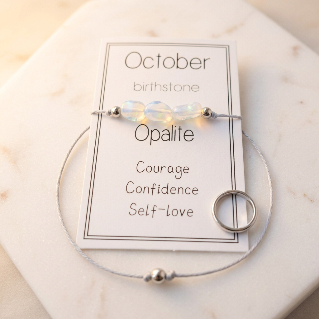 Natural Stone Bracelet with Card-October
