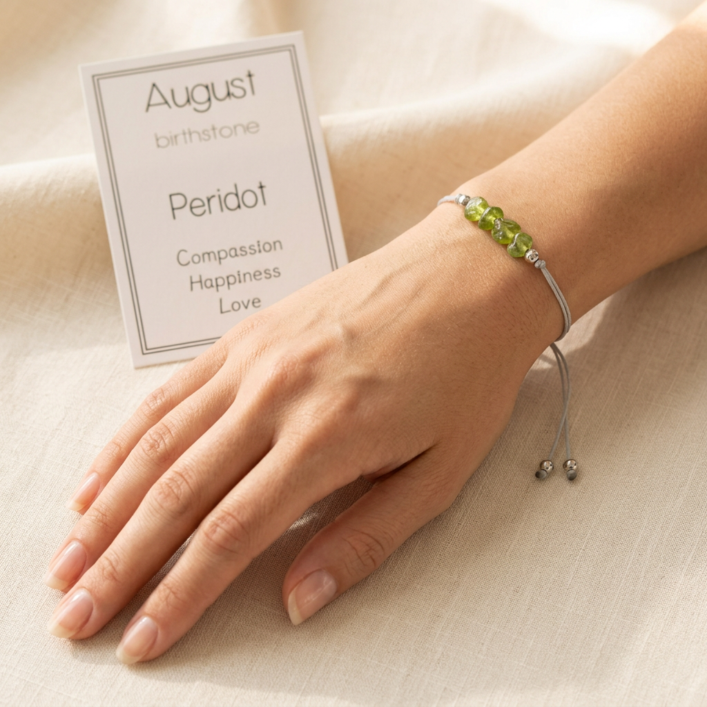 Natural Stone Bracelet with Card-August