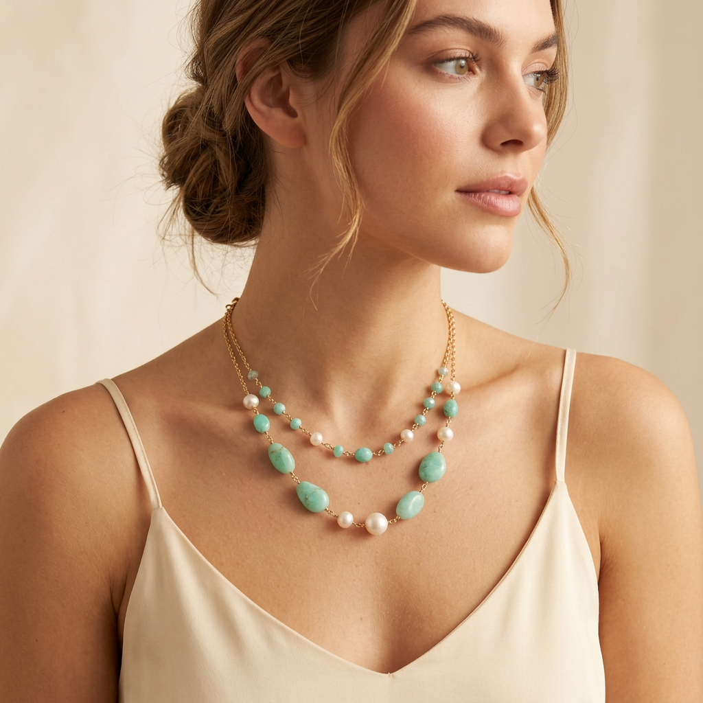Gemstones Cultured Pearl Twist Knot Choker/Bracelet