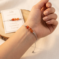 July birthstone bracelet with carnelian red-orange gemstones