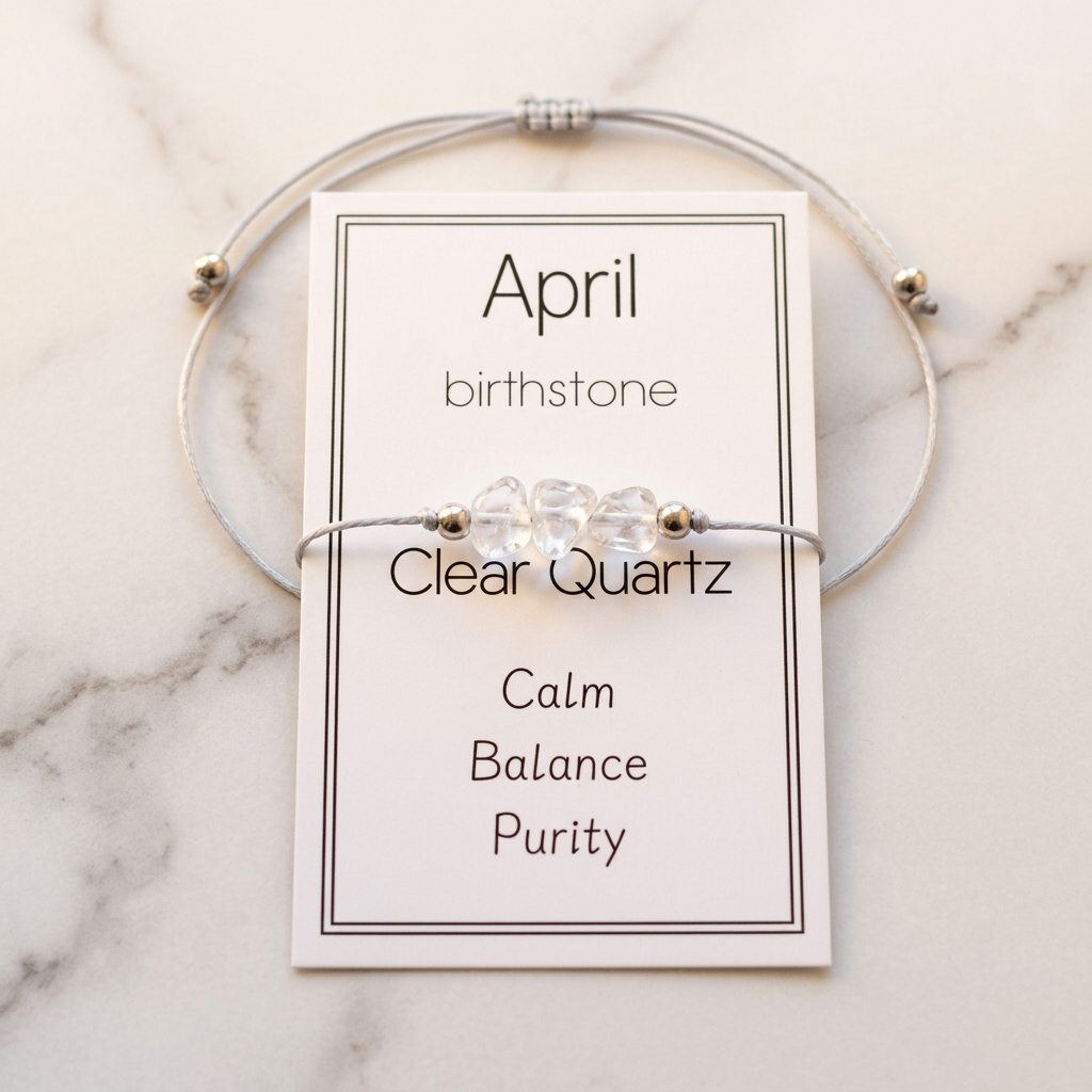 Natural Stone Bracelet with Card-April