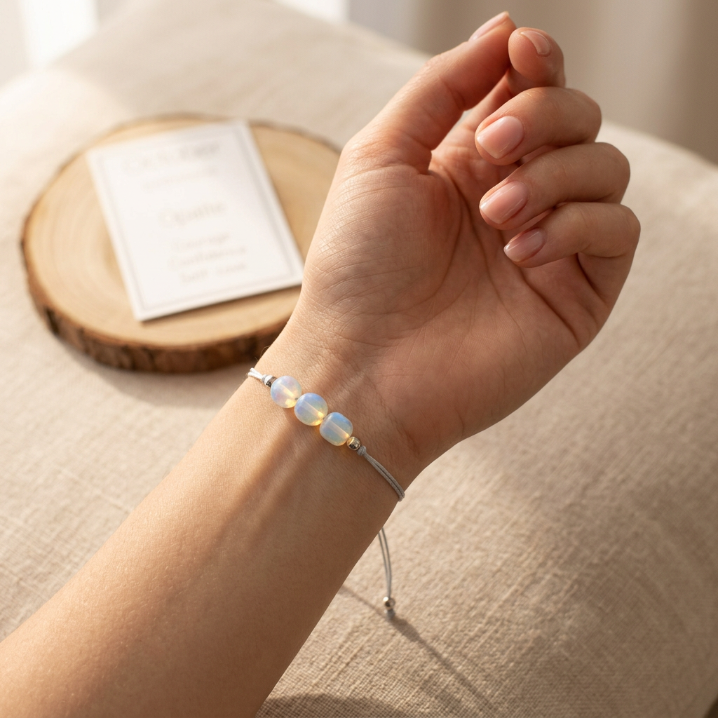 Natural Stone Bracelet with Card-October