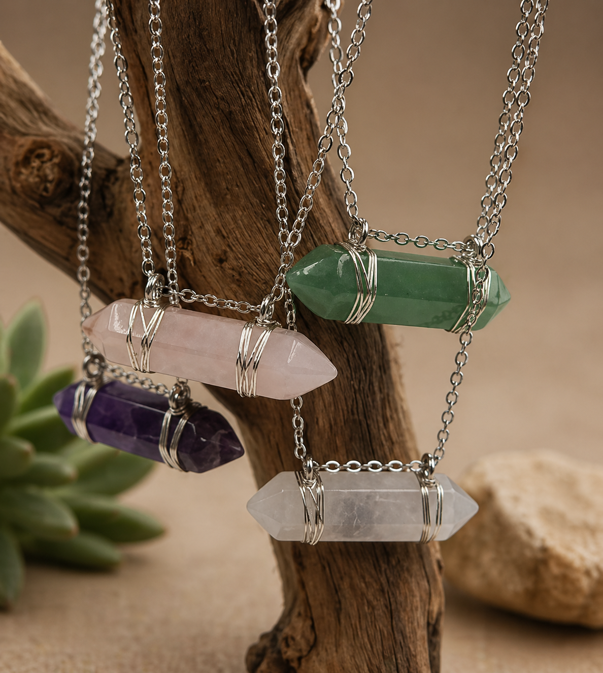 Crystal Pendant Healing Stone Necklace