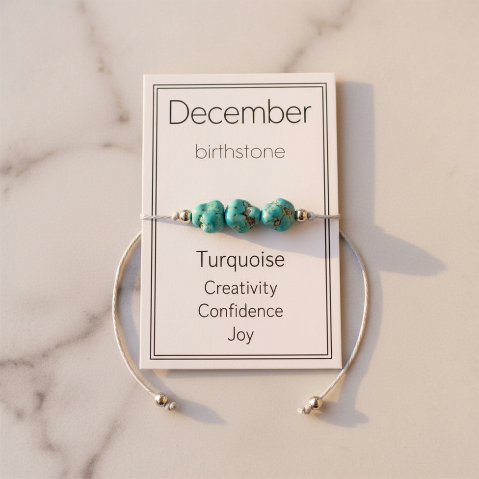 Natural Stone Bracelet with Card-December