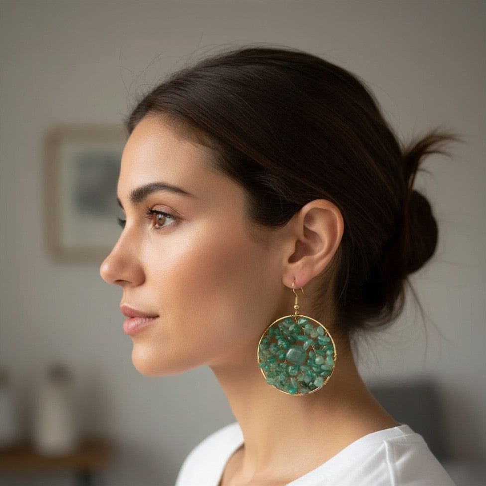 Natural Stone Round Earrings