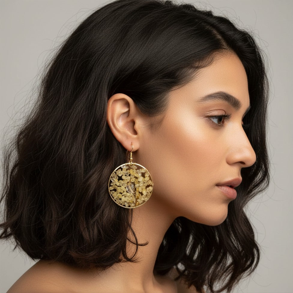Natural Stone Round Earrings