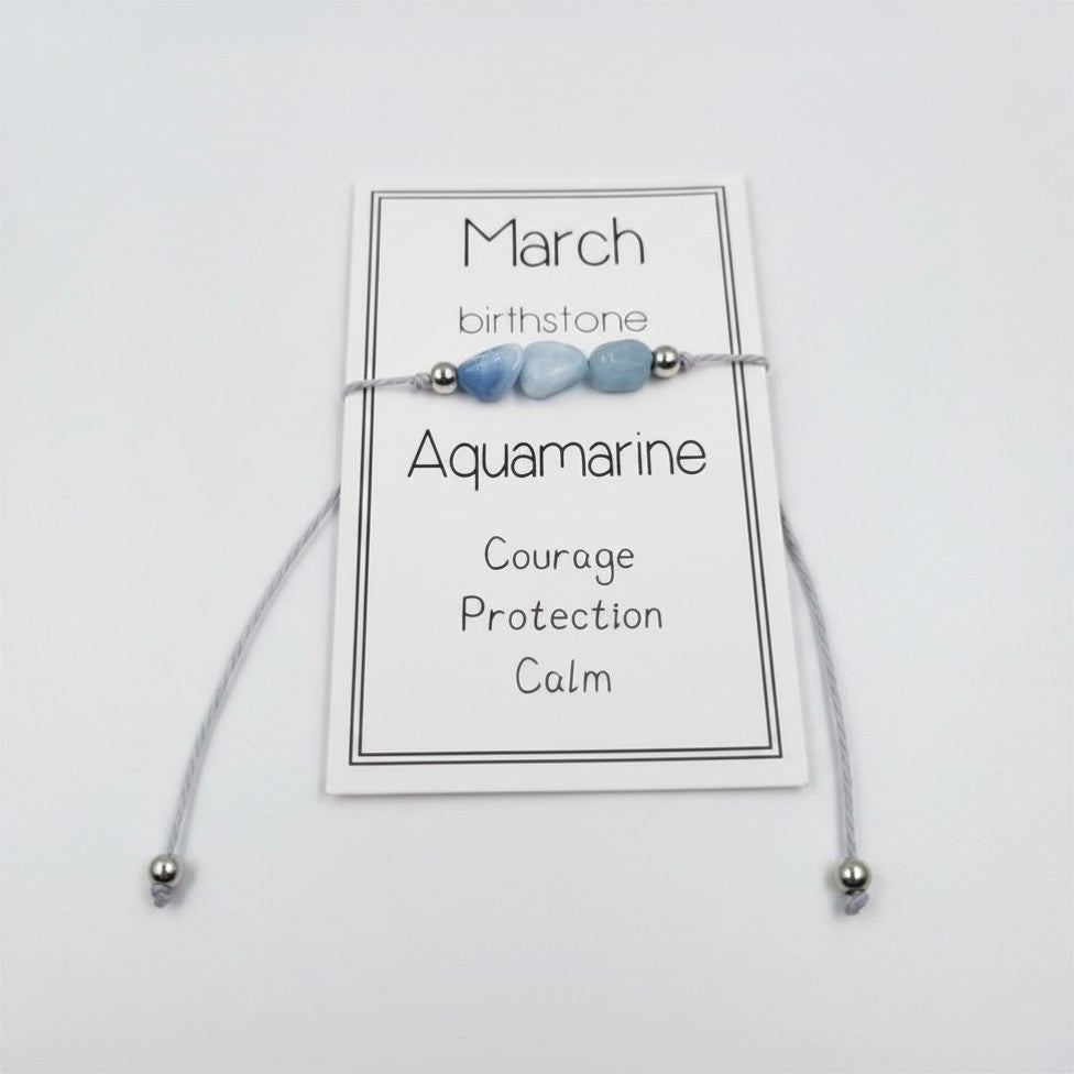Natural Stone Bracelet with Card-March